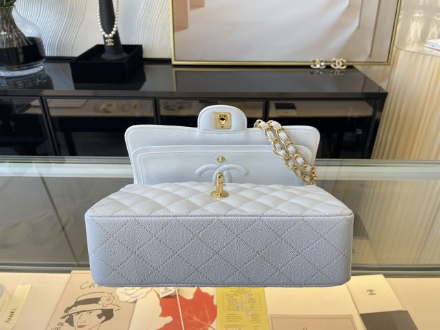 CC original grained calfskin small flap bag A01113 white