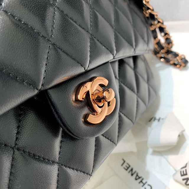 CC original lambskin medium flap bag A01112 black(rose gold)