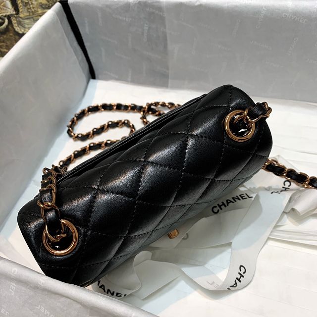 CC original lambskin mini flap bag A35200 black(rose gold)