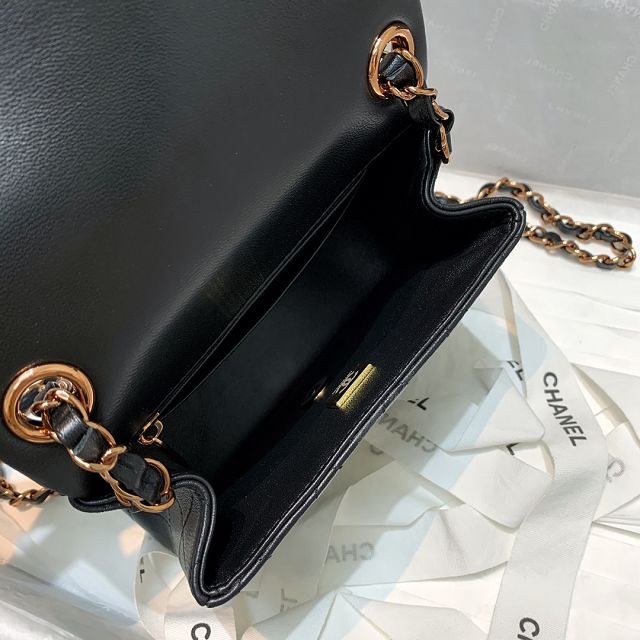 CC original lambskin mini flap bag A35200 black(rose gold)