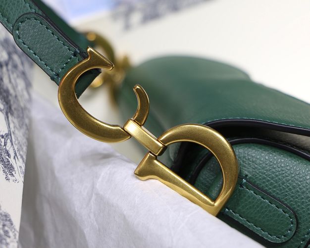 Dior original grained calfskin mini saddle bag M0447 green