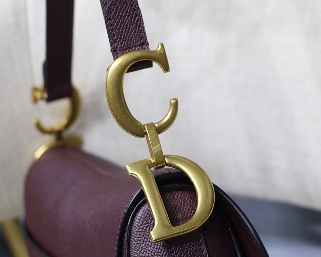 Dior original grained calfskin saddle bag M0446 burgundy