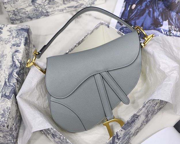 Dior original grained calfskin saddle bag M0446 grey