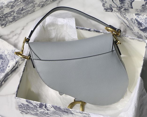 Dior original grained calfskin saddle bag M0446 grey