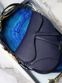 Dior original grained calfskin saddle bag M0446 navy blue