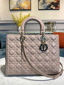 Dior original lambskin large lady dior bag 44560 nude