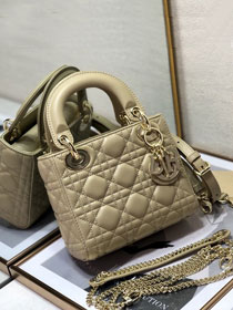 Dior original lambskin mini lady dior bag M0505 apricot