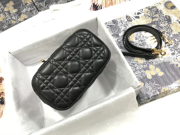 Dior original lambskin small vanity case S5488 black