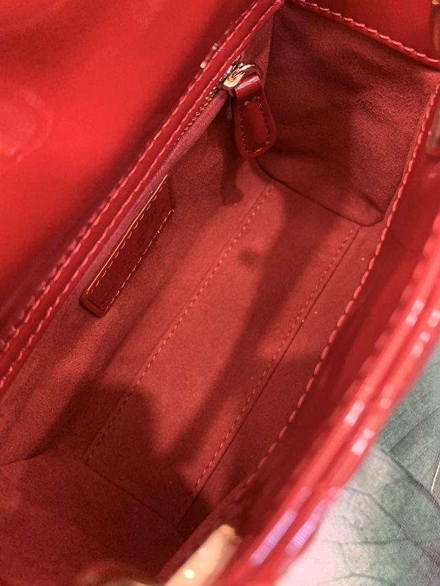 Dior original patent calfskin mini lady bag M0505 red