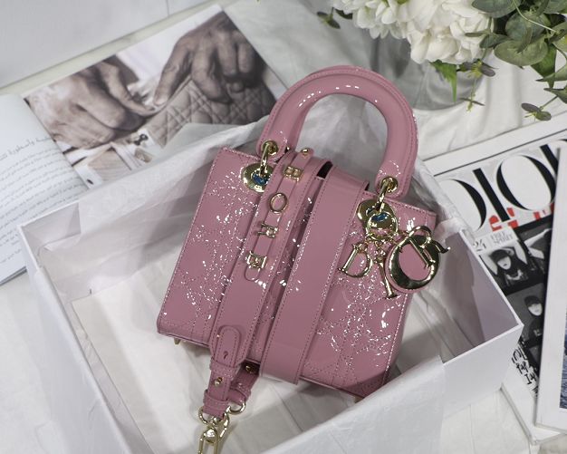 Dior original patent calfskin small my ABCdior bag M0538 pink