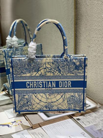 Dior original canvas medium book tote oblique bag M1296 blue&white