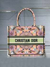 Dior original canvas medium book tote oblique bag M1296 pink&green