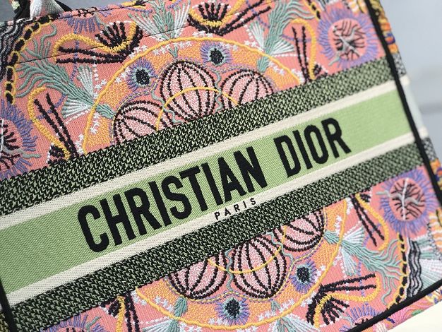 Dior original canvas medium book tote oblique bag M1296 pink&green
