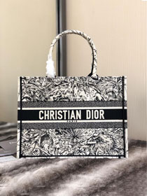 Dior original canvas medium book tote oblique bag M1296 black&white