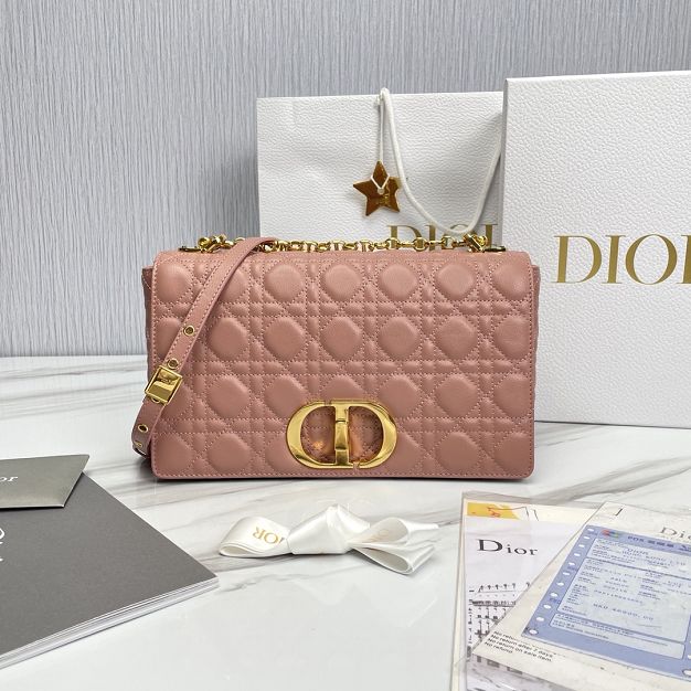 Dior original calfskin large caro bag M9243 pink