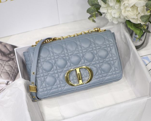 Dior original calfskin medium caro bag M9242 light blue