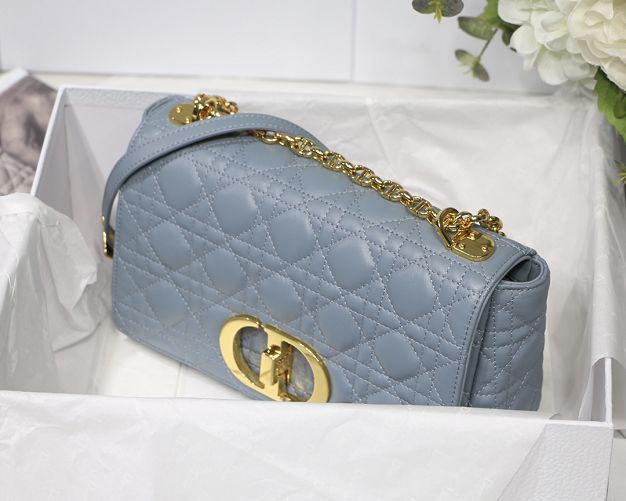 Dior original calfskin medium caro bag M9242 light blue