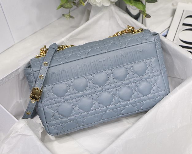 Dior original calfskin medium caro bag M9242 light blue