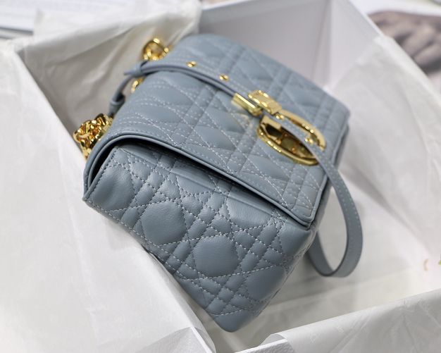 Dior original calfskin medium caro bag M9242 light blue
