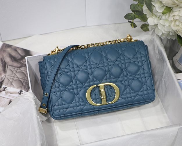 Dior original calfskin medium caro bag M9242 steel blue