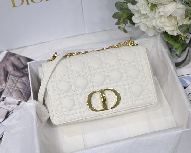 Dior original calfskin medium caro bag M9242 white