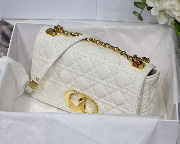 Dior original calfskin medium caro bag M9242 white