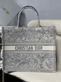 Dior original canvas book tote bag M1286 light grey