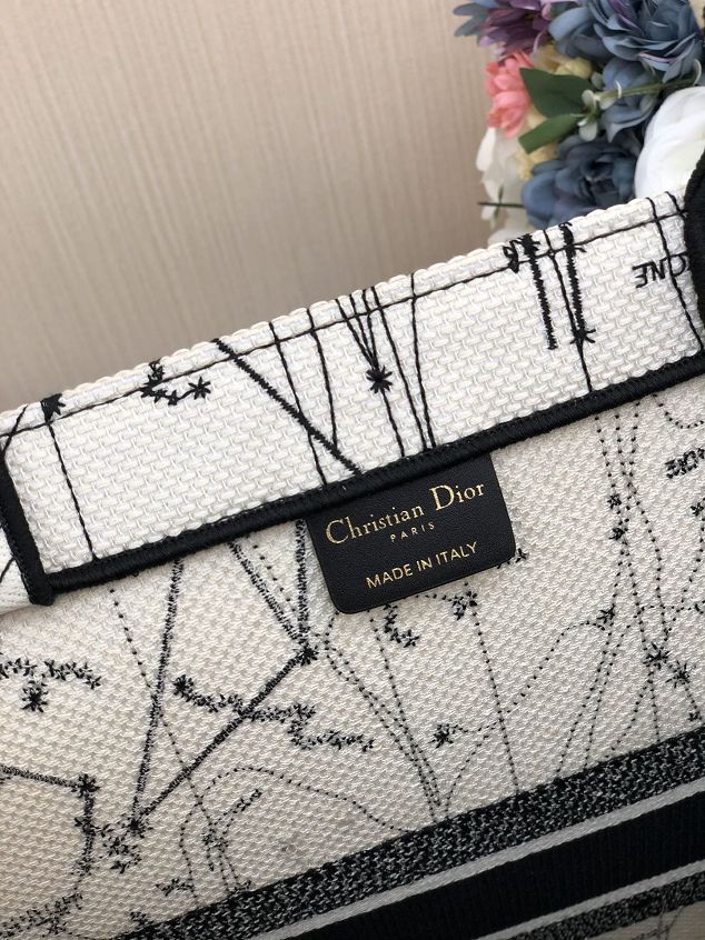 Dior original canvas book tote bag M1286 white&black