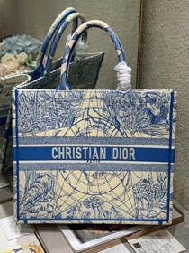 Dior original canvas book tote oblique bag M1286 blue