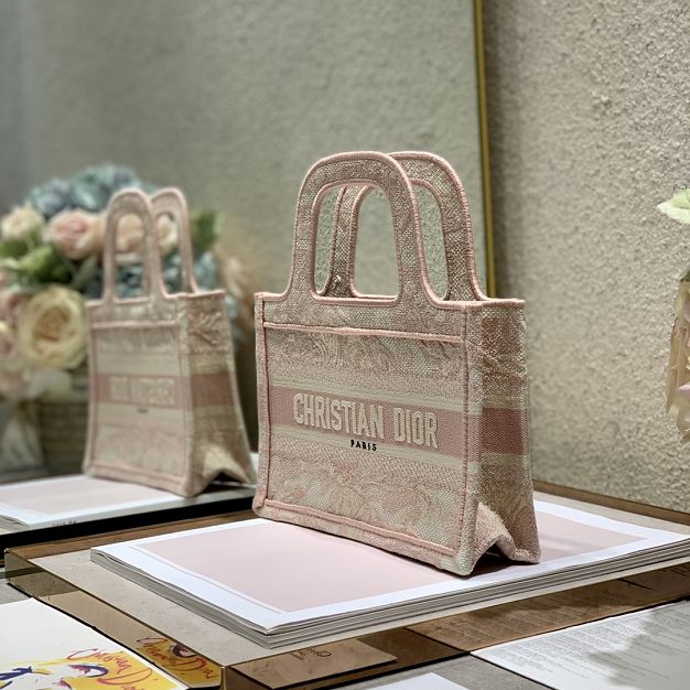 Dior original canvas mini book tote bag S5475 light pink