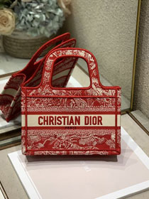 Dior original canvas mini book tote bag S5475 red