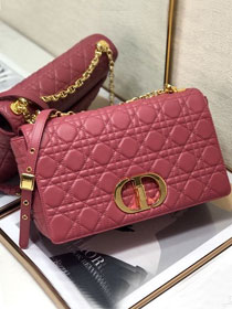 Dior original calfskin large caro bag M9243 hot pink