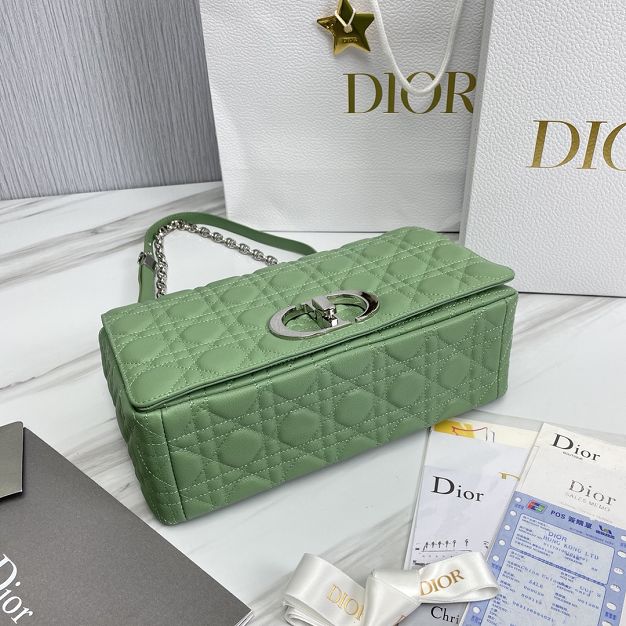 Dior original calfskin large caro bag M9243 mint green