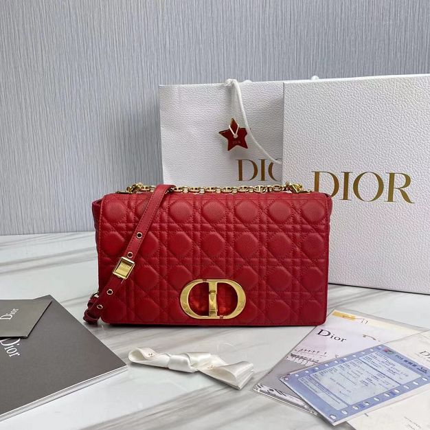 Dior original calfskin large caro bag M9243 red