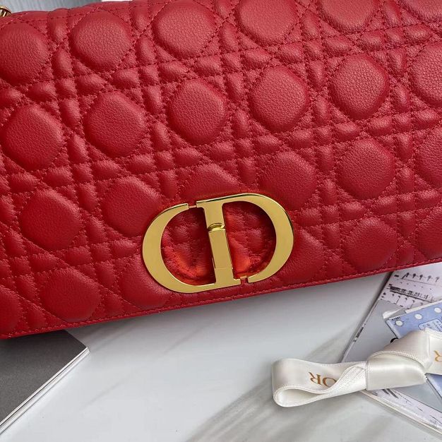 Dior original calfskin large caro bag M9243 red