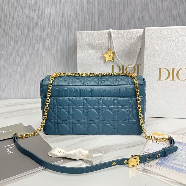 Dior original calfskin large caro bag M9243 steel blue