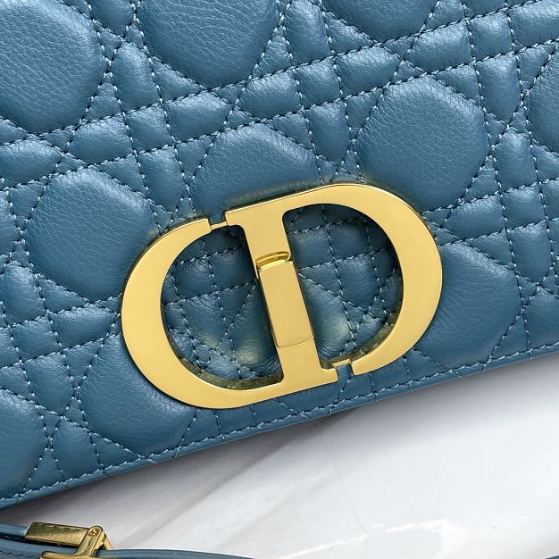 Dior original calfskin large caro bag M9243 steel blue