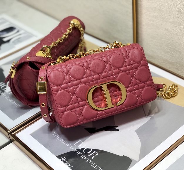 Dior original calfskin small caro bag M9241 hot pink