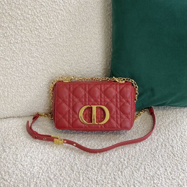 Dior original calfskin small caro bag M9241 red