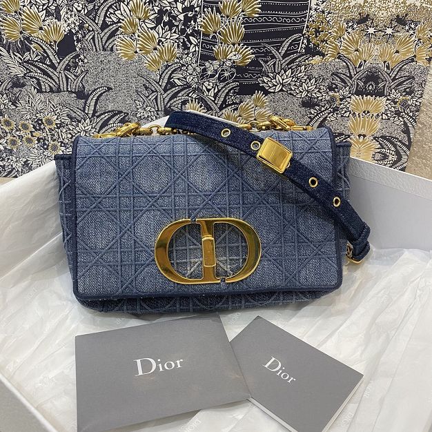 Dior original canvas small caro bag M9241 denim blue