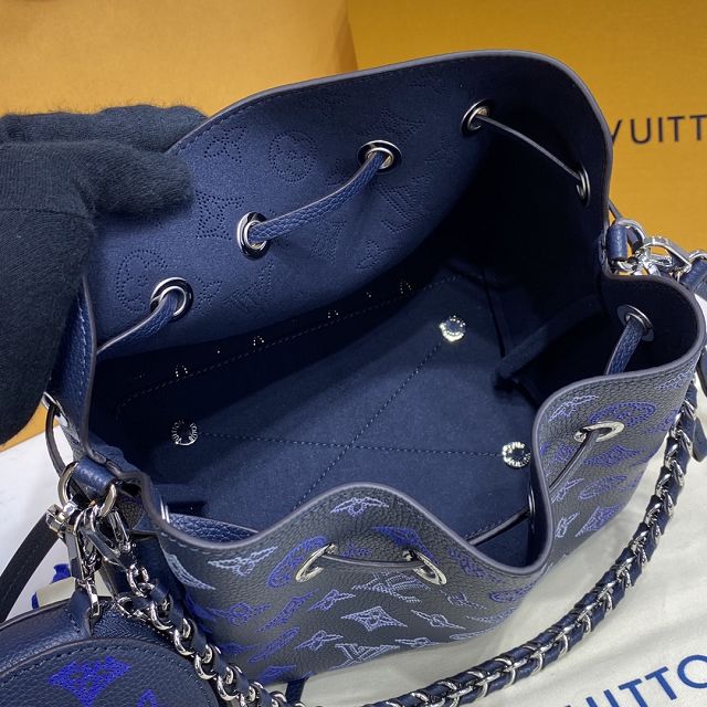 Louis vuitton original mahina leather bella bucket bag M59552 blue