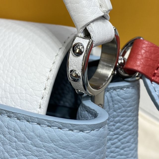 Louis vuitton original calfskin capucines mini handbag M57519 blue&white