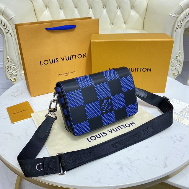 Louis vuitton original calfskin studio messenger bag N50037 blue
