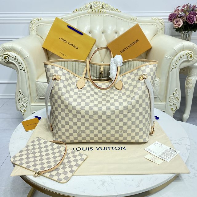 Louis vuitton original damier aziur neverfull gm N41360 beige