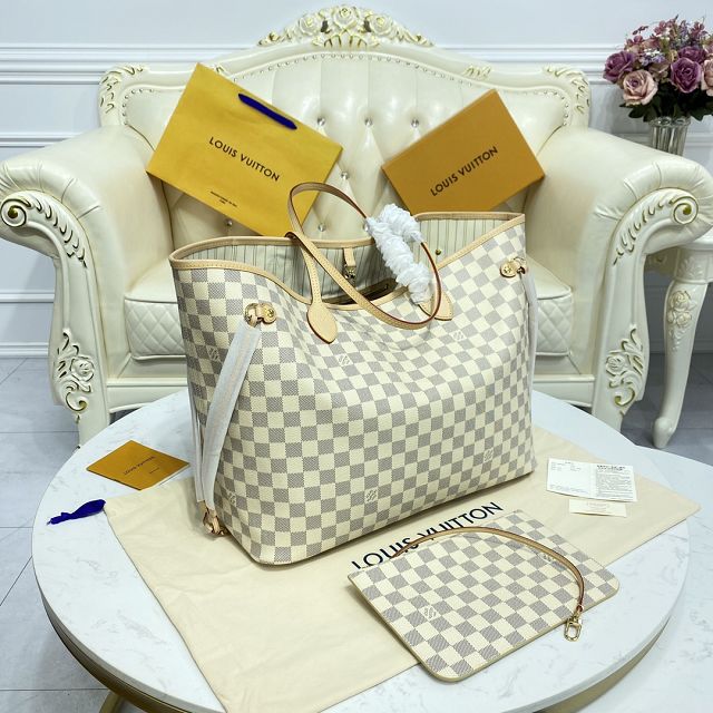 Louis vuitton original damier aziur neverfull gm N41360 beige