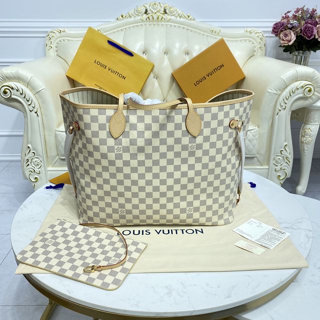 Louis vuitton original damier aziur neverfull gm N41360 beige