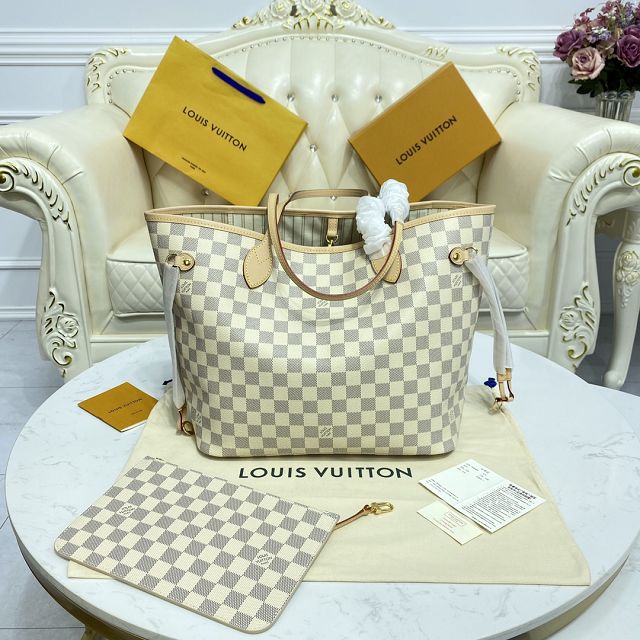 Louis vuitton original damier azur neverfull mm N41361 beige