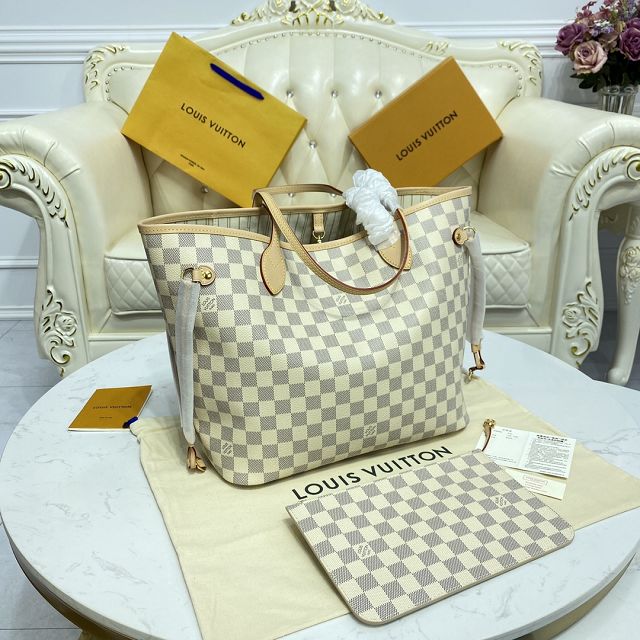 Louis vuitton original damier azur neverfull mm N41361 beige