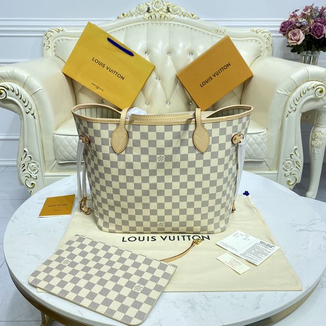 Louis vuitton original damier azur neverfull mm N41361 beige