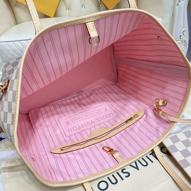 Louis vuitton original damier azur neverfull mm N41605 pink